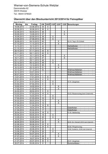 Blockplan Feinoptiker 2013-14 - Werner von Siemens Schule