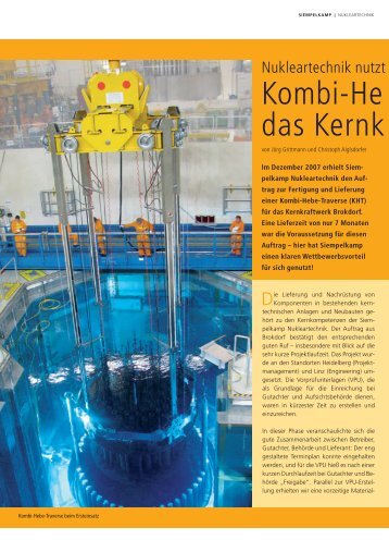 Kombihebetraverse für KKW Brokdorf - Siempelkamp