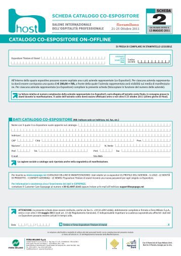 CATALOGO CO-ESPOSITORE ON-OFFLINE - Host - Fiera Milano