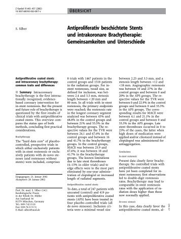 Antiproliferativ beschichtete Stents und intrakoronare ... - Springer