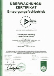 EFB Zertifikat - Silo-Zentrale Hamburg Antje Schoer
