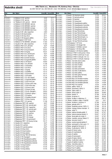 ceník Velkoobchod Otovice - Alfa Therm as