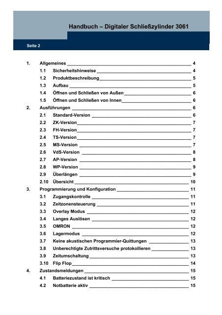 HANDBUCH SYSTEM 3060 - SimonsVoss technologies