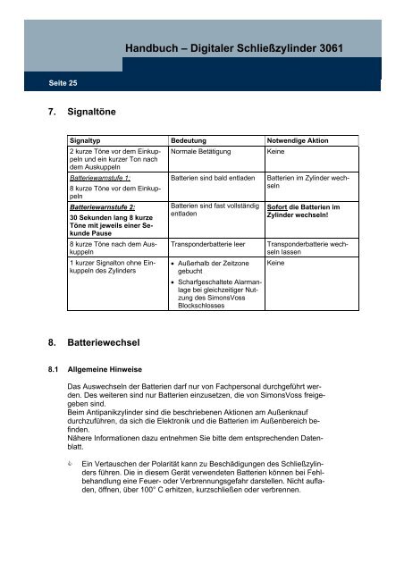 HANDBUCH SYSTEM 3060 - SimonsVoss technologies