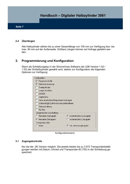 HANDBUCH SYSTEM 3060 - SimonsVoss technologies