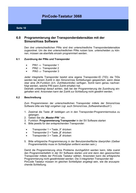 HANDBUCH SYSTEM 3060 - SimonsVoss technologies