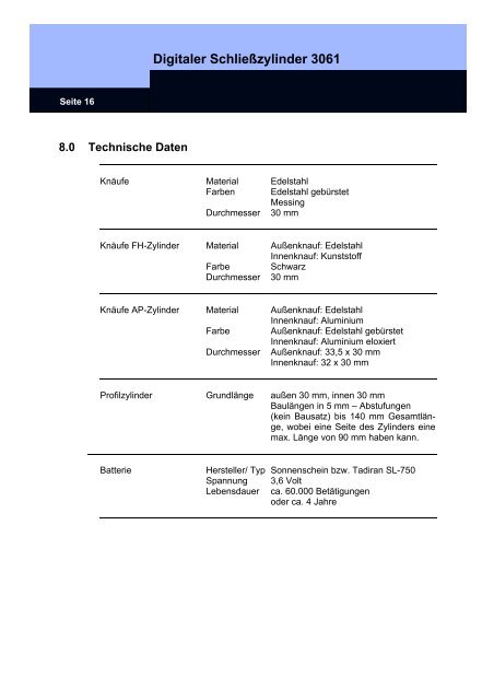 HANDBUCH SYSTEM 3060 - SimonsVoss technologies