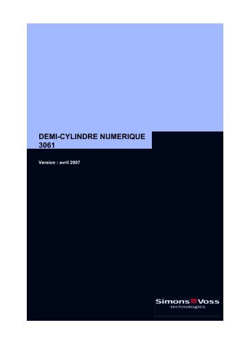 manuel ? demi-cylindre numerique 3061 - SimonsVoss technologies