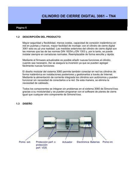 Cilindro digital de cierre 3061 TN4 - SimonsVoss technologies