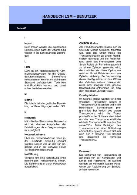 handbuch lsm - administration - SimonsVoss technologies