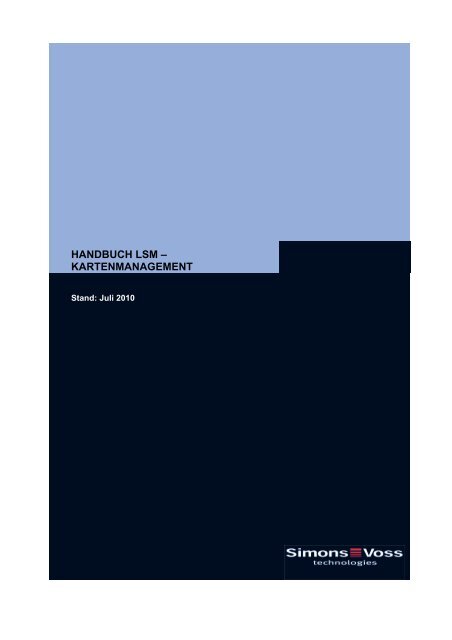 handbuch lsm ? kartenmanagement - SimonsVoss technologies