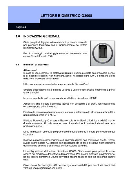 Manuale completo del sistema - SimonsVoss technologies