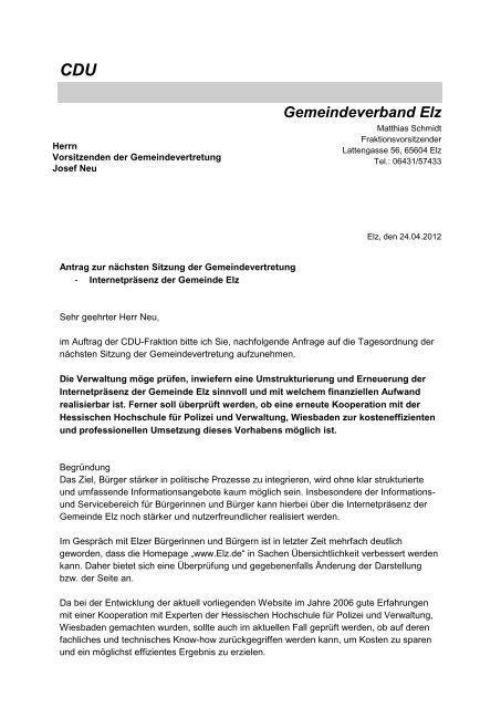 CDU Gemeindeverband Elz