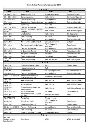 Darmsheimer Veranstaltungs -Kalender 2013