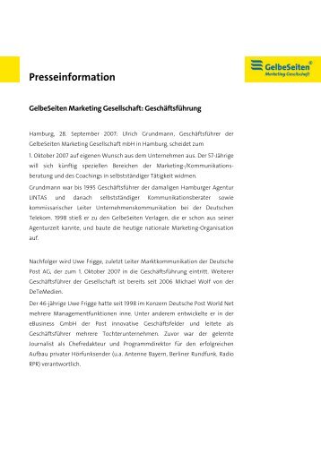 Presseinformation - Gelbe Seiten Marketing Gesellschaft