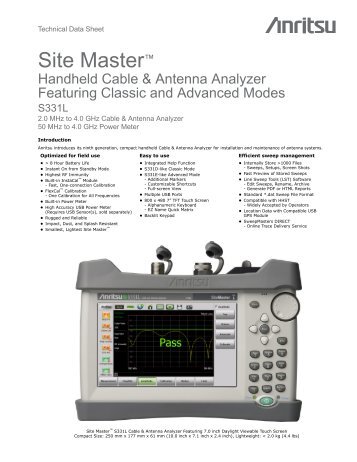 S331L Site Master Technical Data Sheet - Anritsu
