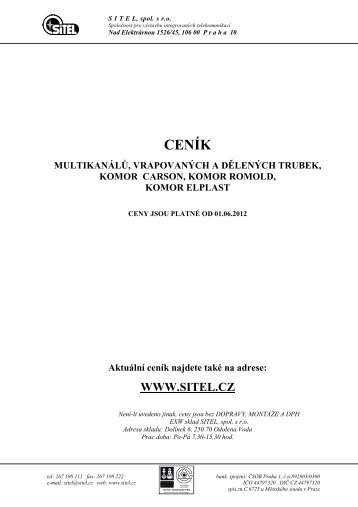 CENÍK - Sitel