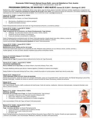 programa especial de navidad y año nuevo - Sivananda Yoga