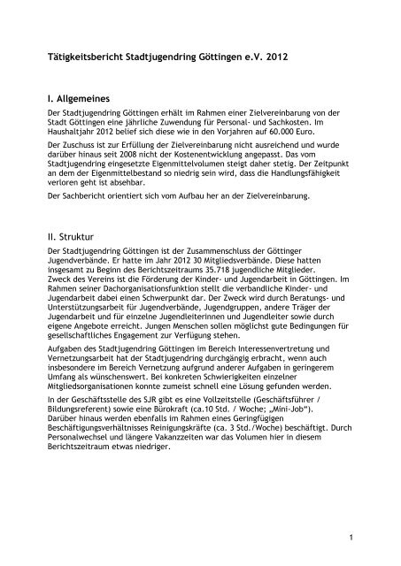 Zielvereinbarung zwischen der Stadt Göttingen - Stadtjugendring ...