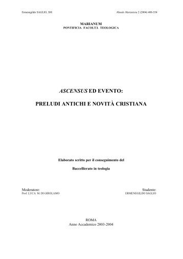 preludi antichi e novità cristiana - Revista Mundo Marianista