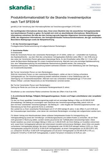 Produktinformationsblatt - Skandia Lebensversicherung AG