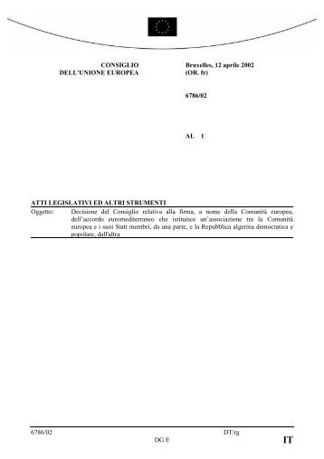 6786/02 DT/rg DG E CONSIGLIO DELL'UNIONE EUROPEA ...