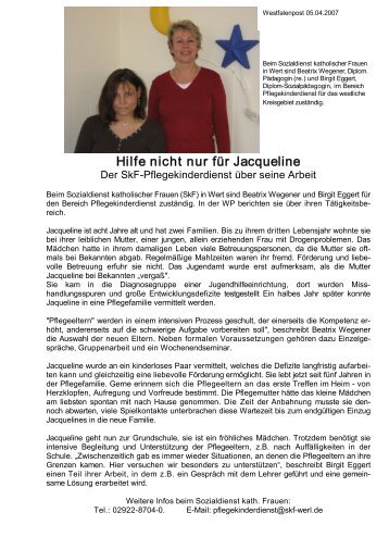 Hilfe nicht nur für Jacqueline - Sozialdienst kath. Frauen eV werl