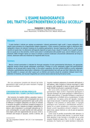 l'esame radiografico del tratto gastroenterico degli uccelli - Vet.Journal