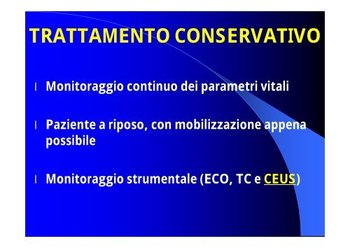 Traumi addominali trattamento conservativo dei parenchimi S ...