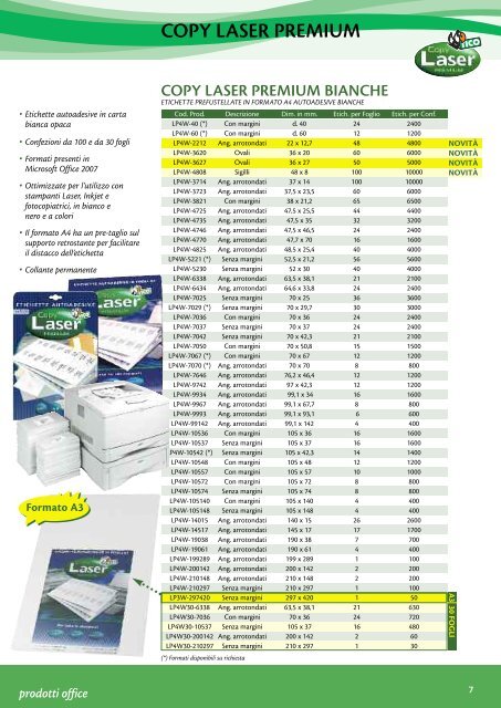 100 fogli A4 210 x 37 mm 8 etichette bianche per foglio 800 Etichette Adesive senza margini