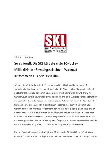 Sensationell: Die SKL kürt die erste 10-fache - SKL Süddeutsche ...