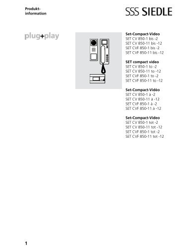 Produkt- information Set-Compact-Video SET CV 850-1 bis ... - Siedle