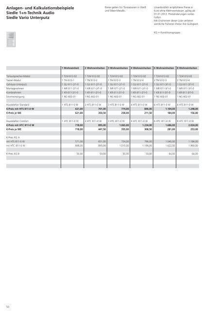 Preisliste 1/2013 Auslaufartikel, Ersatz- und ... - Siedle