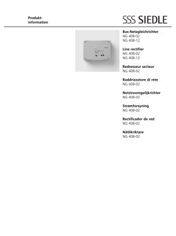 Produkt- information Bus-Netzgleichrichter NG 408-02 NG ... - Siedle
