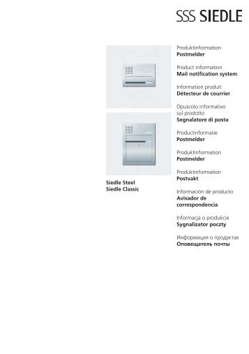 Produktinformation Postmelder Product information Mail ... - Siedle