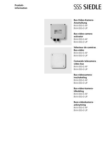 information Bus-Video-Kamera- Anschaltung BVA 650-0 AP ... - Siedle
