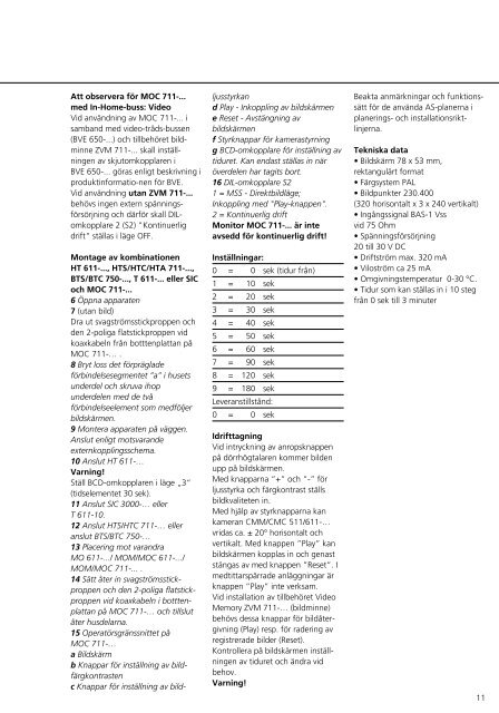 ProduktJ information Farbmonitor MOC 711e0 und MOC ... - Siedle