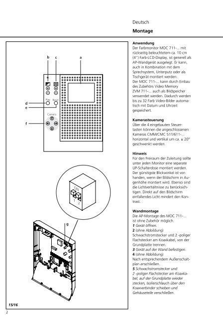 ProduktJ information Farbmonitor MOC 711e0 und MOC ... - Siedle