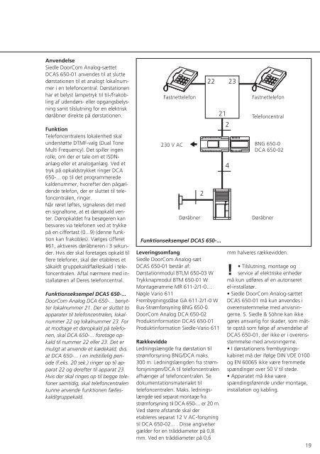 Product information DoorComΔ Analog Set DCAS 650e01 ... - Siedle