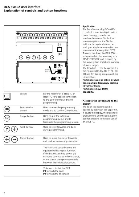 Programmier- anleitung DoorCom® Analog DCA 650-02 ... - Siedle