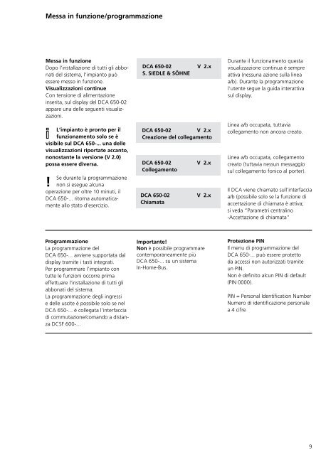 Programmier- anleitung DoorCom® Analog DCA 650-02 ... - Siedle