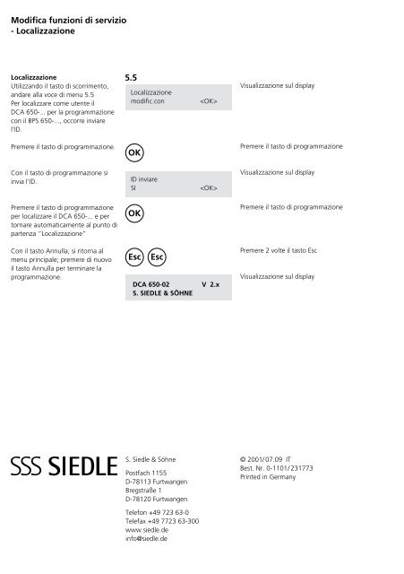 Programmier- anleitung DoorCom® Analog DCA 650-02 ... - Siedle