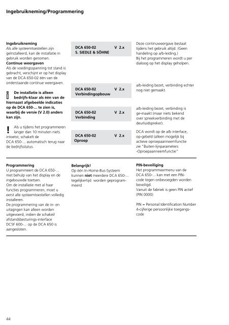 Programmier- anleitung DoorCom® Analog DCA 650-02 ... - Siedle