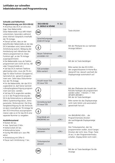 Programmier- anleitung DoorCom® Analog DCA 650-02 ... - Siedle