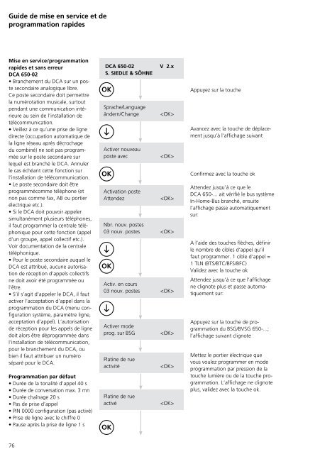 Programmier- anleitung DoorCom® Analog DCA 650-02 ... - Siedle