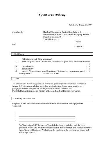 Sponsorenverträge Sponsorenverträge
