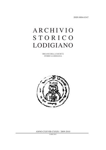 Archivio Storico Lodigiano - Lodi e il suo territorio