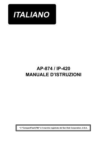 AP-874 / IP-420 MANUALE D'ISTRUZIONI (ITALIANO) - JUKI