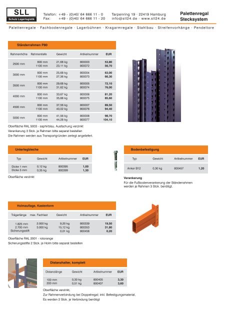 Palettenregal Stecksystem Palettenregal - SLL-Schulz Lagerlogistik ...