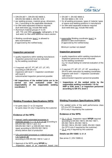 Information for the certification of weld shops in rail